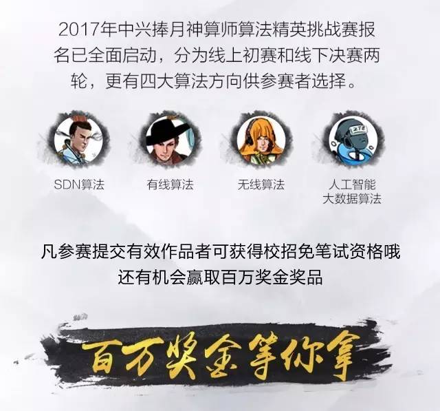 2017中兴捧月算法精英挑战赛全面启动！